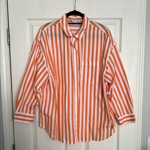 Orange Striped Button- Down Shirt